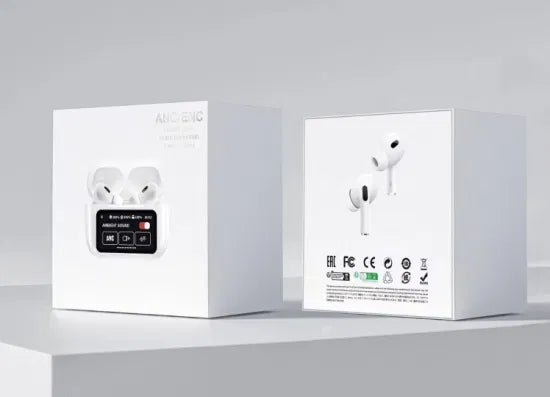 A9 Pro ANC Bluetooth 5.4 Wireless Earbuds (white)with Smart Screen and Active Noise Cancellation